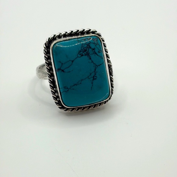 Turquoise and Silver 925 plated Statement Ring 8.25 NWOTS - Picture 1 of 6